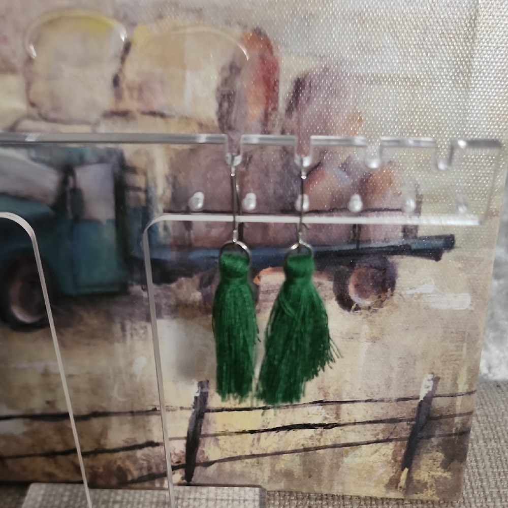 Green Tassel Earrings